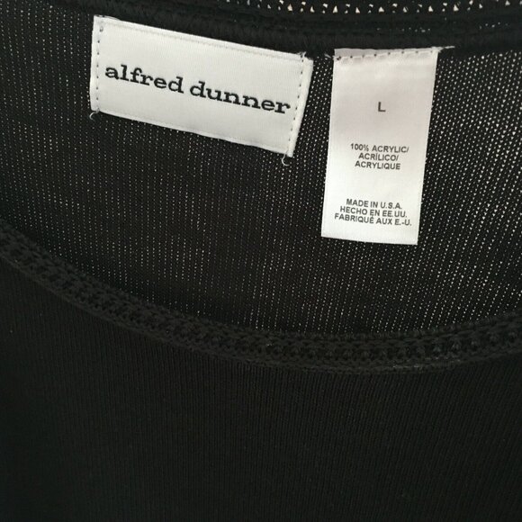 Alfred Dunner Black Sweater Size Large Lace Fall Autumn Layered Look Cardigan - Picture 7 of 7